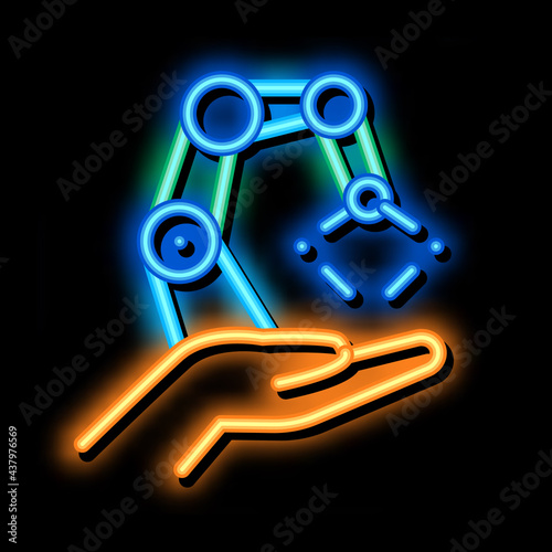 robotic delivery neon light sign vector. Glowing bright icon robotic delivery sign. transparent symbol illustration