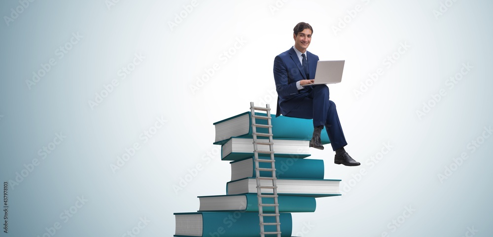 Businessman in telelearning concept with laptop Businessman in telelearning concept with laptop