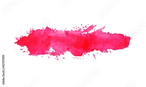 Red Brush Stroke. A smear of watercolor paint. Vector illustration isolated on white background.