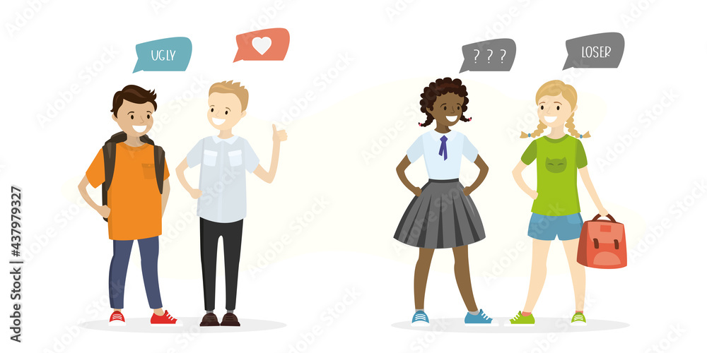 Groups of teens communicate. Interest in the opposite sex. Gender difference. Classmates communicate in teams. Different multiethnic schoolchildren Groups of teens communicate. Interest in the opposite sex. Gender difference. Classmates communicate in teams. Different multiethnic schoolchildren