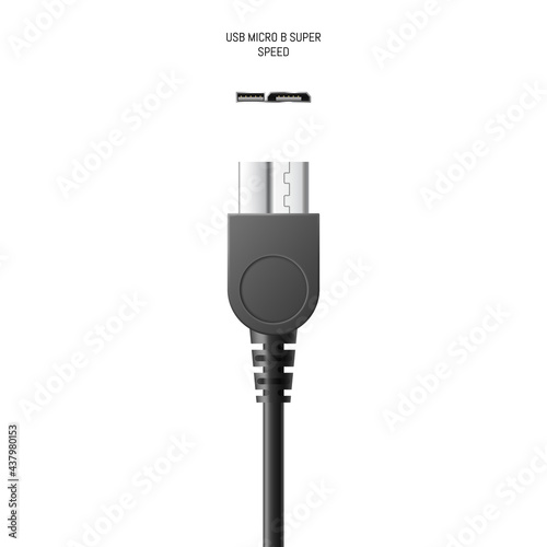 Usb cable, micro b type of connector or charger for mobile devices, smartphones and pc computers