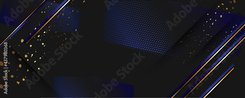 Abstract gold background luxury dark blue and golden lines. Convenient versatile luxury background for invitation, banner, packaging, social media base. Stock vector