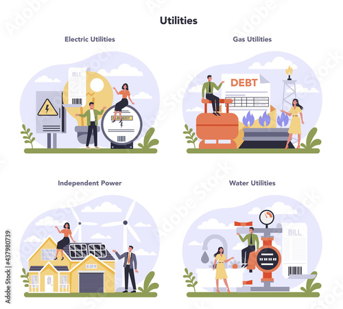 Utilities sector of the economy set. Household energy and resources