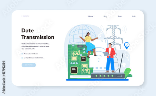 Internet of things web banner or landing page. Idea of smart wireless