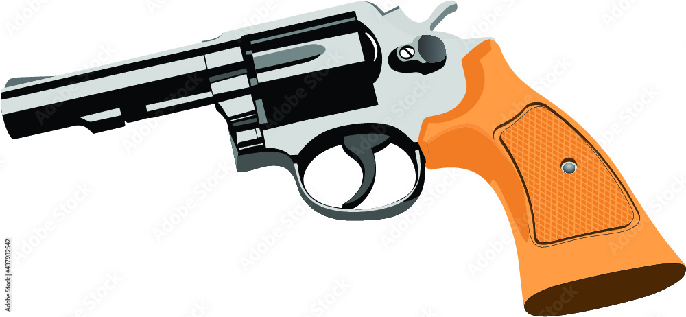 pistol, revolver, rod, shooter, colt, gun, hexagon, police ...