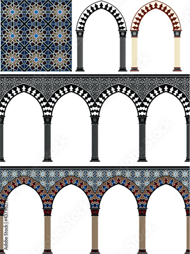 Islamic ornament background. arch. decoration. colors. Mamluk Umayyad Abbasid Andalusia photo
