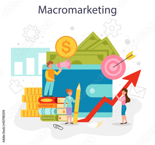 Macromarketing concept. Business promotion educational school course