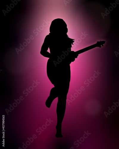 Vector illustration rock musician girl guitarist