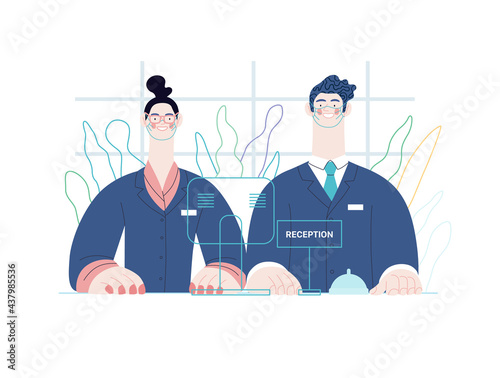 Hospital reception - medical insurance illustration. Modern flat vector