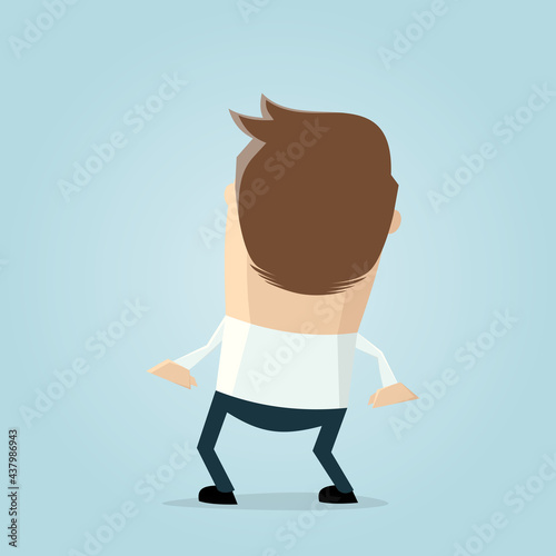 funny illustration of a cartoon man from behind