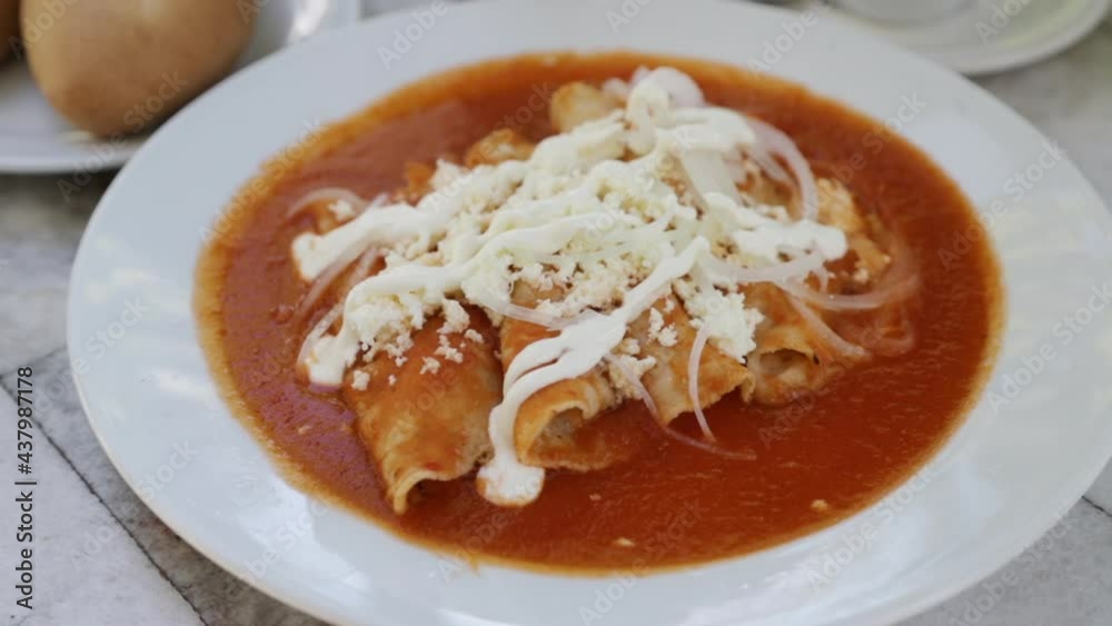 Entomatadas - traditional Oaxaca dishes. Mexican food Entomatadas - traditional Oaxaca dishes. Mexican food