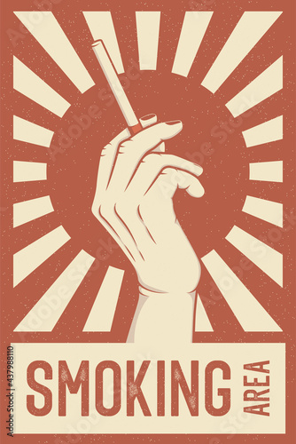 Retro Propaganda Style Poster Vector Illustration for Smoking Area or Smoking Room