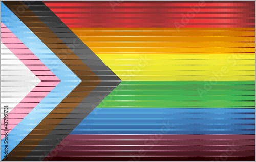 Shiny Progress Pride Flag  - Illustration,  
Three dimensional Rebooted flag