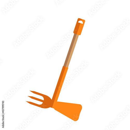 Illustration of a double sided metal orange chopper with a wooden handle