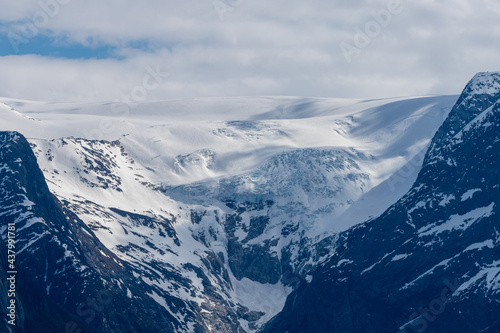 Fjords over Lake Oldevatnet near Olden, a village and urban area in the municipality of Stryn in Vestland county in Norway.