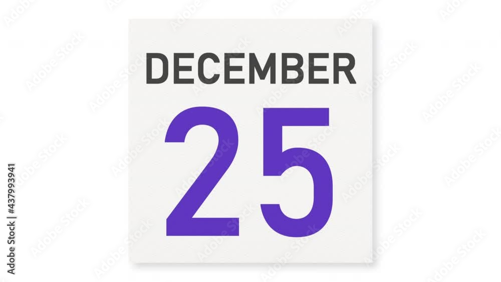 December 25 date behind crumpled paper page of a calendar, 3d animation December 25 date behind crumpled paper page of a calendar, 3d animation