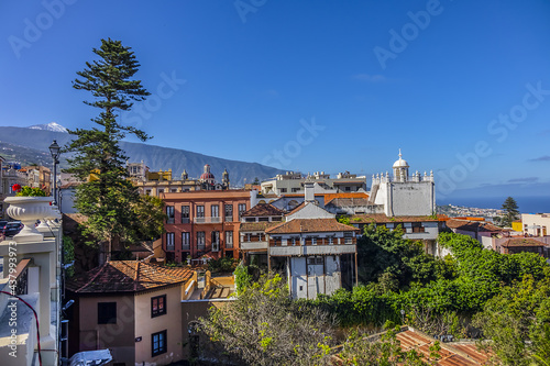 View on La Orotava - is one of most beautiful areas in northern part of Tenerife. Orotava Valley stretches from the sea up to mountains. La Orotava, Tenerife, Canary Islands, Spain. photo
