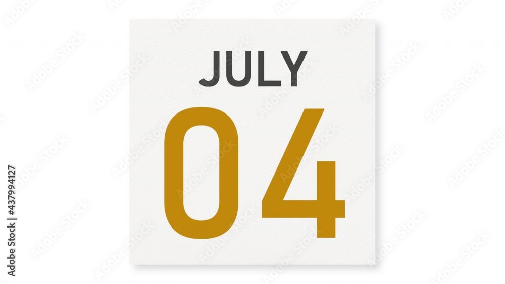July 4 date behind crumpled paper page of a calendar, 3d animation July 4 date behind crumpled paper page of a calendar, 3d animation