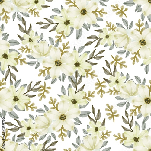 Seamless pattern of yellow flower bouquet for fabric 