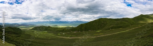 Panoramic View of Menyuan County at Observation Deck in in Qinghai Province in China