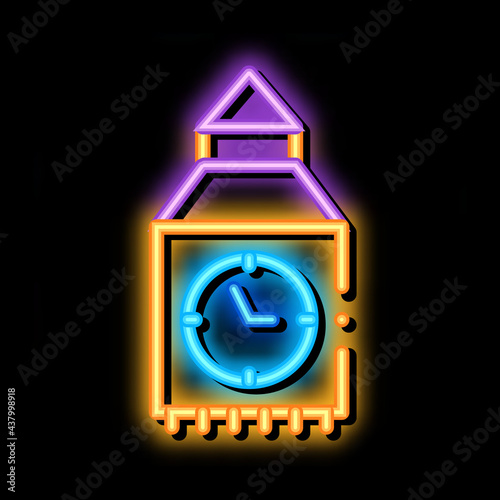 castle facade neon light sign vector. Glowing bright icon castle facade sign. transparent symbol illustration