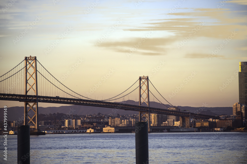 View of the sea and San Francisco at sunrise