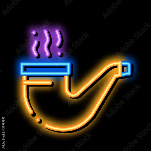 smoking pipe neon light sign vector. Glowing bright icon smoking pipe sign. transparent symbol illustration