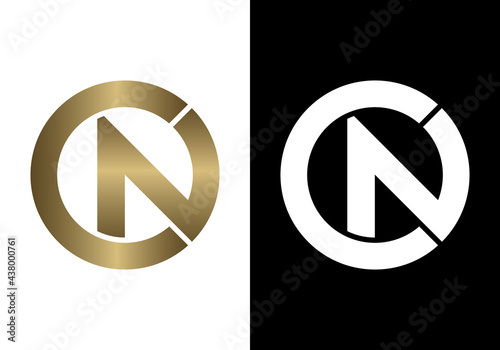 Abstract initial letter CN. Awesome professional logo design template. Vector letter logo with gold and white color. photo