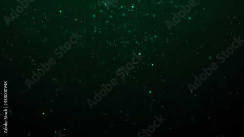 Dust green particles. Abstract background of particles. Dots background. Futuristic digital dots background. 3d rendering.