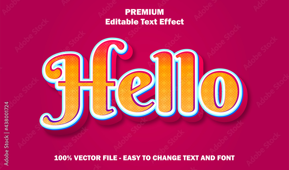 Editable Text Effect - Hello Cute Font Style Editable Text Effect - Hello Cute Font Style