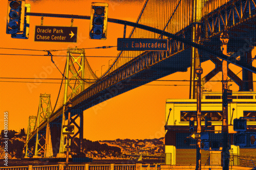 Posterized of Photo of the Bay Bridge from downtown San Francisco
