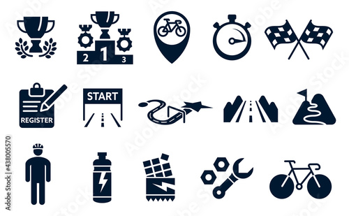 Bicycle tournament silhouette symbols concept. Icon for organizing a bike race.