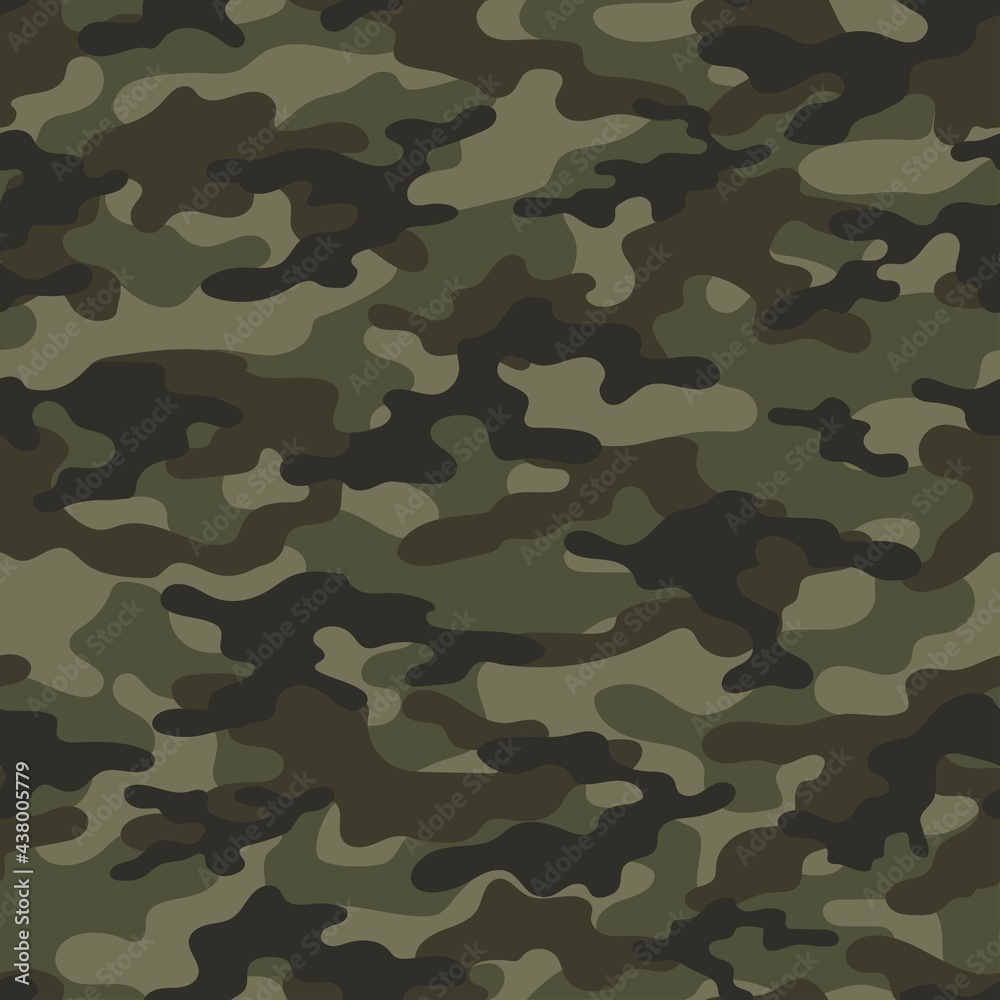 Fototapeta premium Camouflage green seamless texture. military camouflage endless print background. Vector illustration