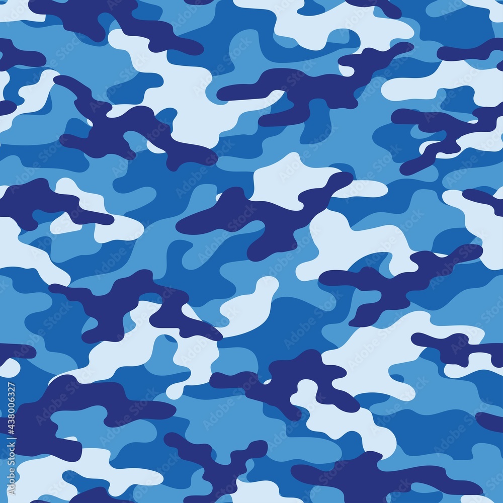 Behang naadloze militaire blauwe camo textuur om af drukken. Bos achtergrond. Vector - Nikkel-Art.nl