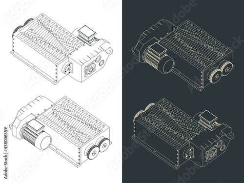 Shredder machine isometric blueprints
