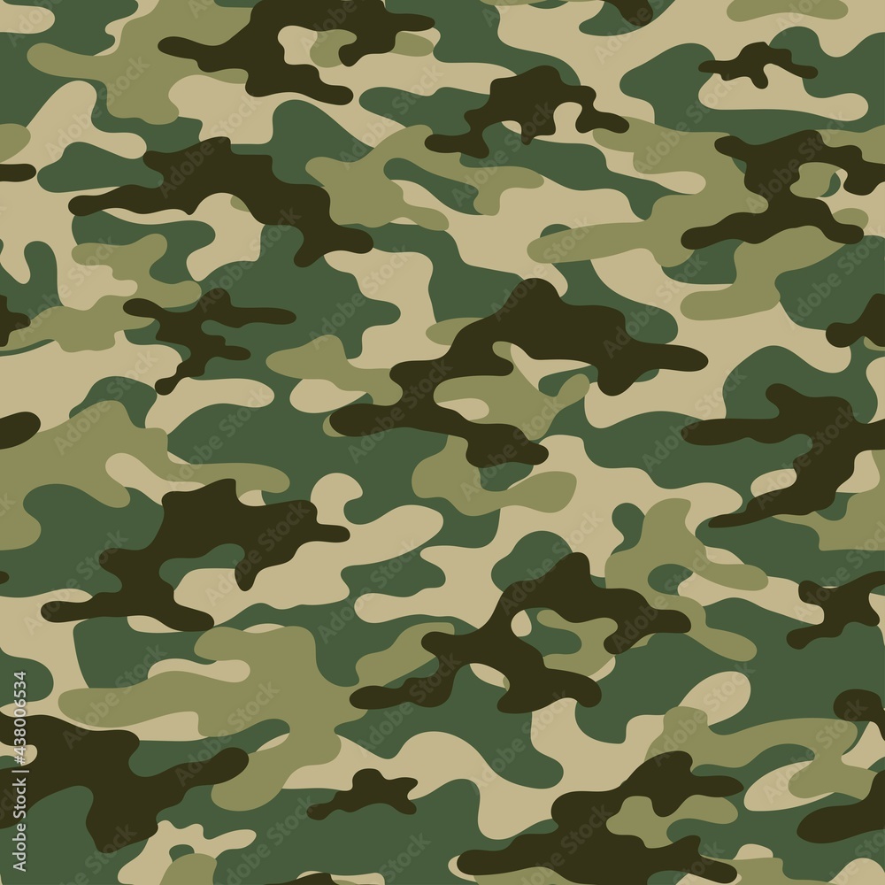 Fototapeta premium green Military camouflage seamless pattern. Four colors. Forest style. Vector design.
