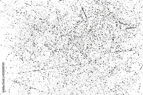 Grunge black and white pattern. Monochrome particles abstract texture. Background of cracks, scuffs, chips, stains, ink spots, lines. Dark design background surface.