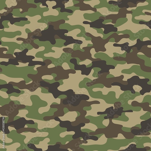 Camouflage texture seamless. Abstract military camouflage background for fabric. Vector green illustration