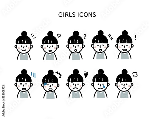 いろいろな表情の女性・アイコンセット