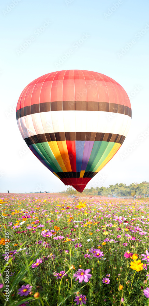 Fototapeta premium Hot air colorful balloon, Fire balloon in the blue sky during day