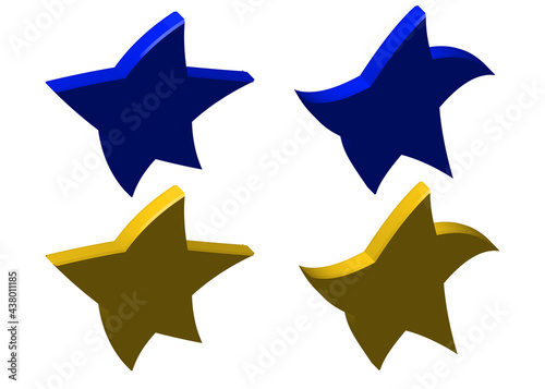 A set with blue and yellow stars isolated on white background - vector