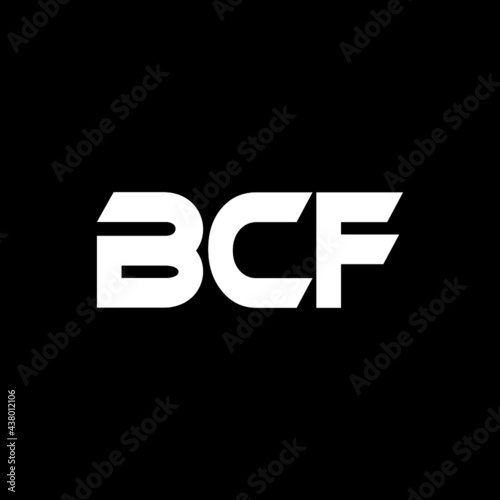 BCF letter logo design with black background in illustrator, vector logo modern alphabet font overlap style. calligraphy designs for logo, Poster, Invitation, etc.