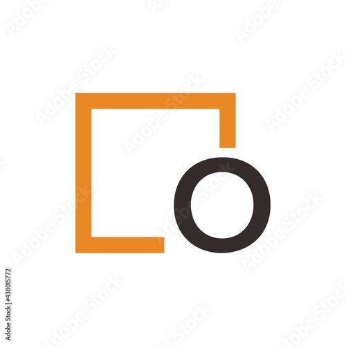 Letter O Logo design with square frame line