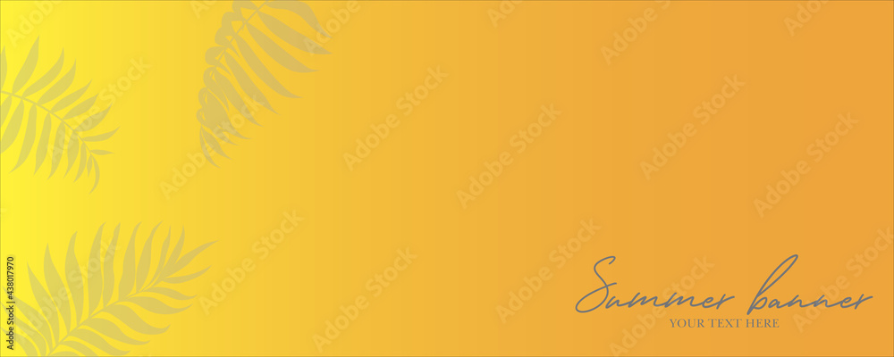 Abstract summer banner with palm leaves and gradient color background Abstract summer banner with palm leaves and gradient color background