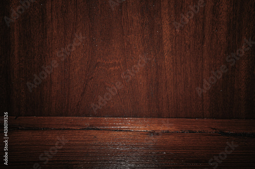 Plank wood table floor with natural pattern texture background. © Pataradon
