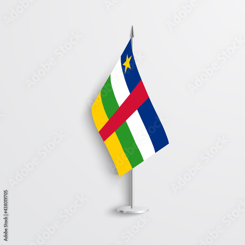 Central African Republic table flag on light grey background. Central African Republic desk flag on grey background.
