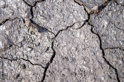 Cracks in the ground after rain. Dried earth with cracks