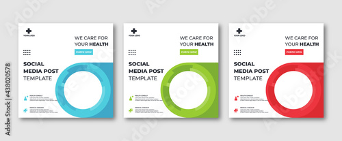 Editable Instagram post template modern background. Promotional web banner for medical healthcare post. editable social media background sale ads and discount promo	
