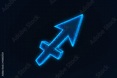 3d rendering  sagittarius Zodiac Sign. Abstract night sky background