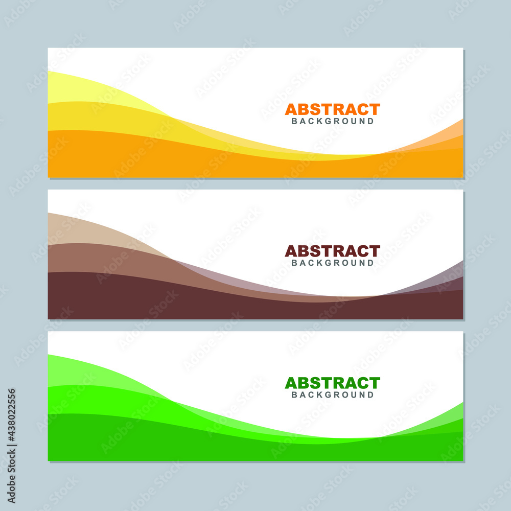 Illustration set vector of abstract background in brown, green, and orange color. Good to use for banner, social media template, poster and flyer template, etc